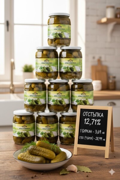 Кисели Краставички БУЛМЕД (680 гр) – Хрупкави и Свежи за Салати и Зимнина